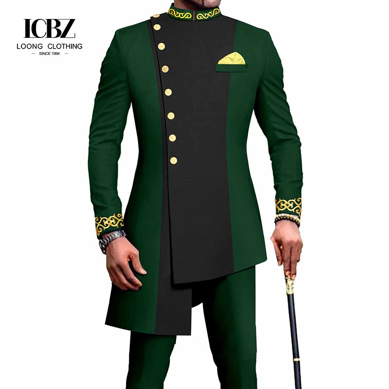 High Quality Full Sleeve African Ethnic Style Shirt Male African Clothing For Muslim Men 2PCS/Set African Men Suit