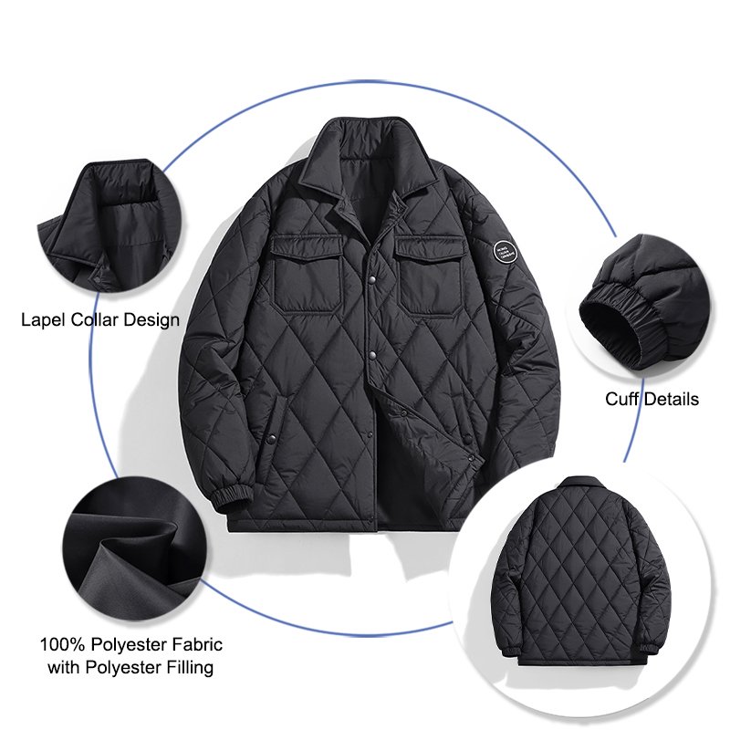Puffer Jacket Hombre Polyester Filled Lightweight Lapel Collar Quilting Men's Street Wear Puffer Winter Jackets