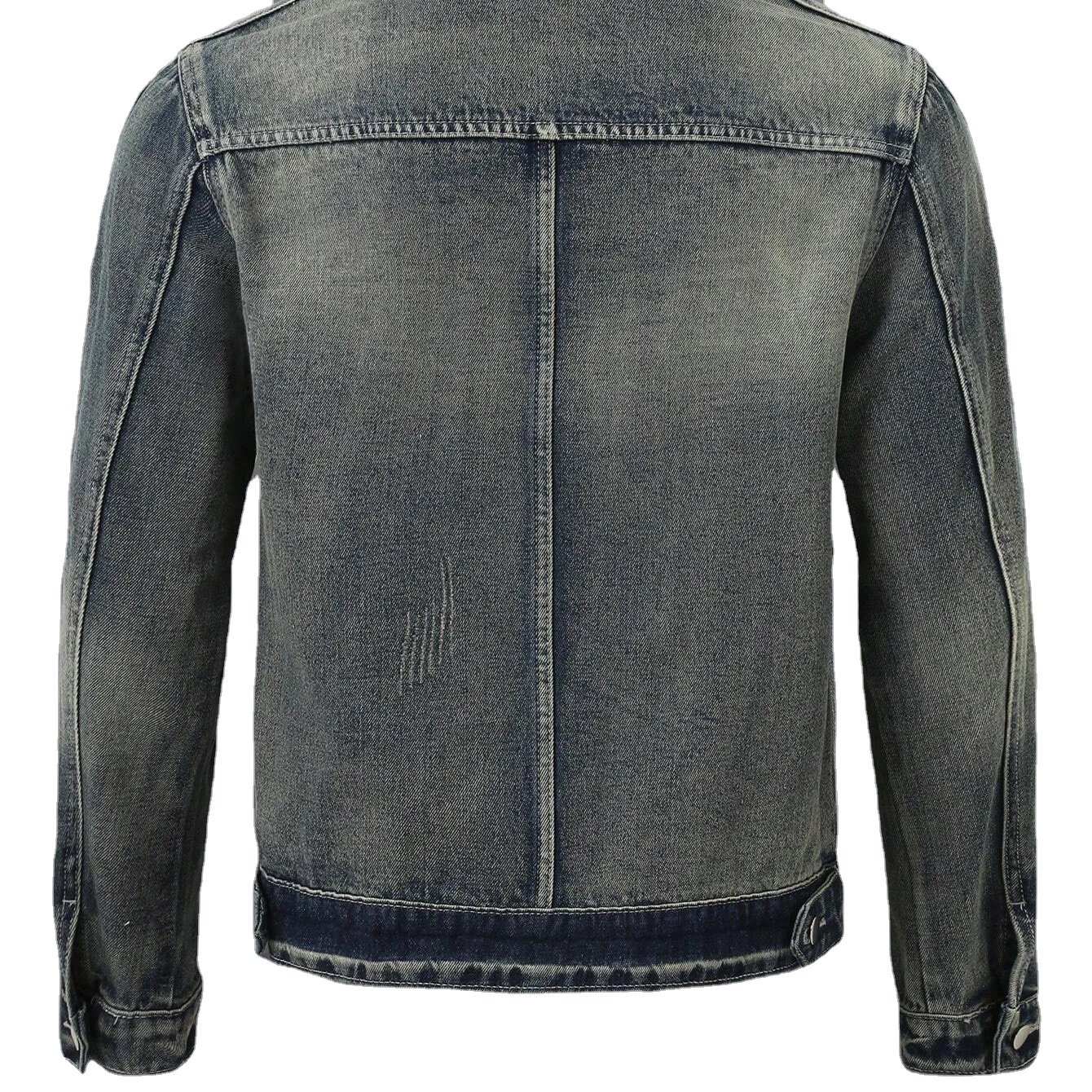 Custom LOGO Black Men's Jackets & Coats Embroidery Jean Jackets Mens Denim Jacket