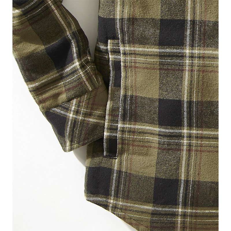 Custom Logo Men's Sherpa Fleece Lined Warm Brushed Flannel Plaid Shirt Jackets
