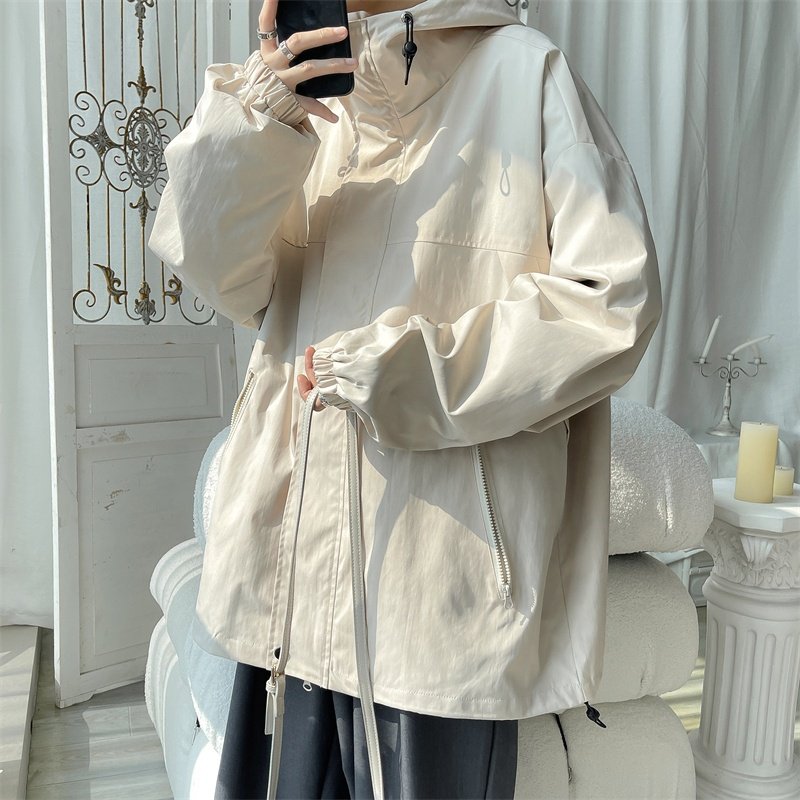 Hooded Jacket for Men Bomber Jacket Men's Windbreakers Zipper Coats Spring Autumn Loose Cargo Jacket Men Casual Sportswear