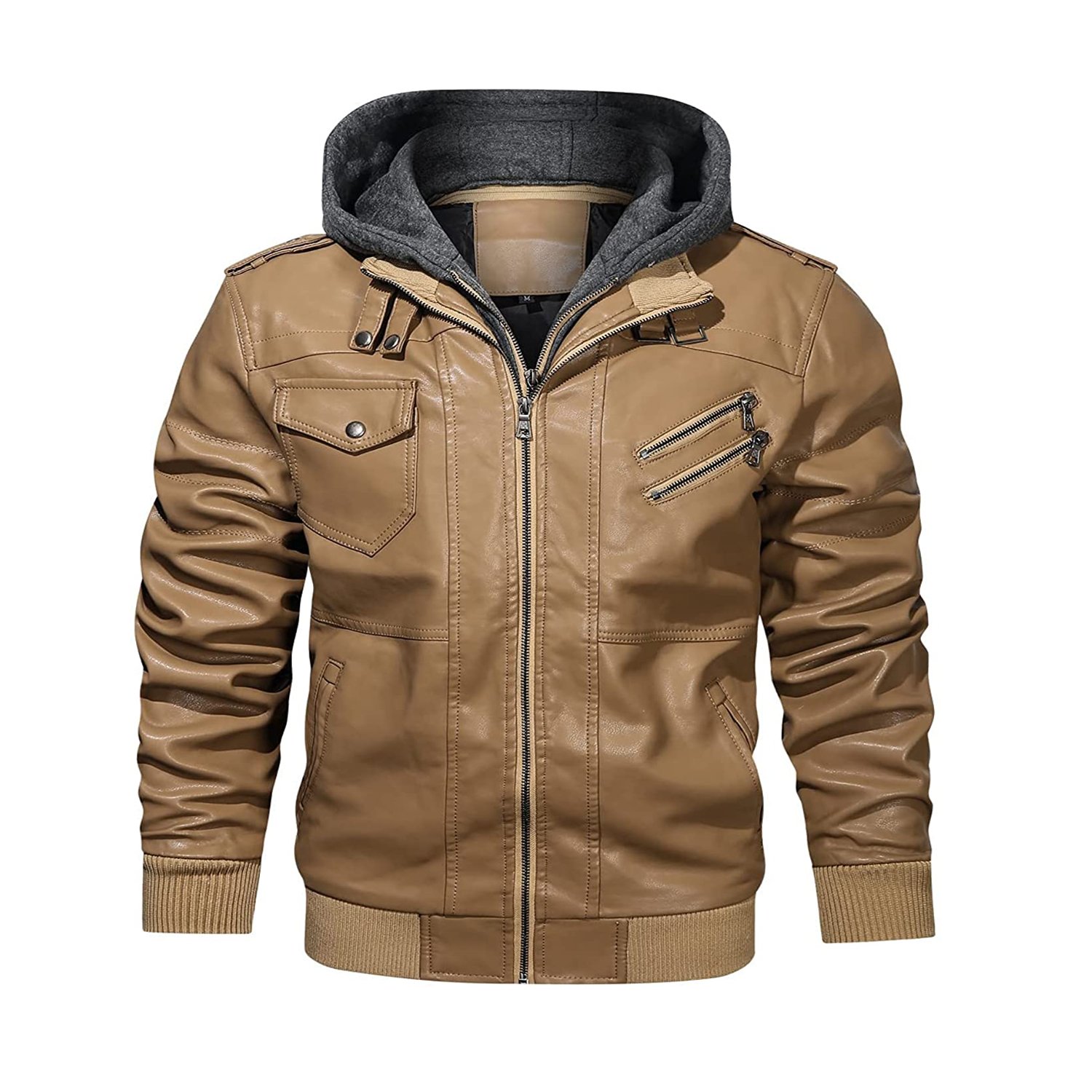 Mens Leather jacket Men Hooded Coat Fur Lined Motorcycle Jacket Fashion Coat Autumn Winter Coats jacket