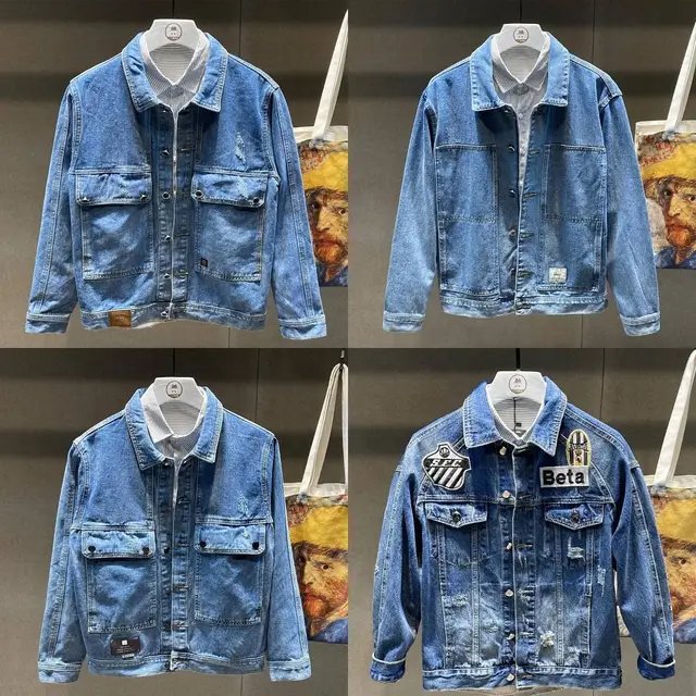 Wholesale custom your own logo cotton twill zippers all over the sublimation vintage oversized denim jacket for men