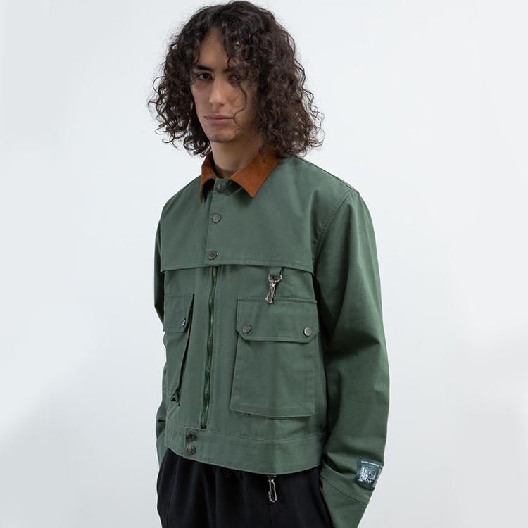 High Quality Custom Plain Lined Heavy Canvas Gusseted Casual Pockets Coaches Jacket Trendy Designer Work Men'S Jacket