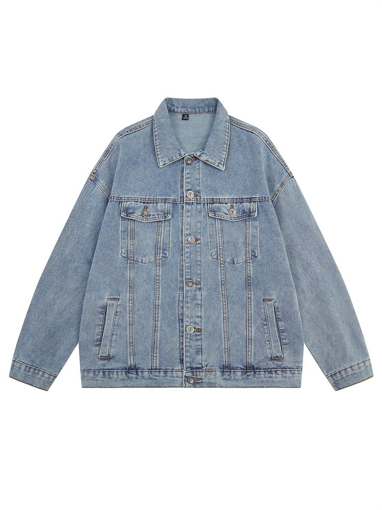 OEM High Quality Custom Men's Denim Jacket Casual Fashion Button Coat with Zipper Closure Plus-Size Winter Season