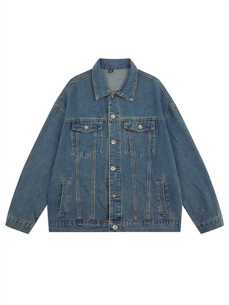 OEM High Quality Custom Men's Denim Jacket Casual Fashion Button Coat with Zipper Closure Plus-Size Winter Season