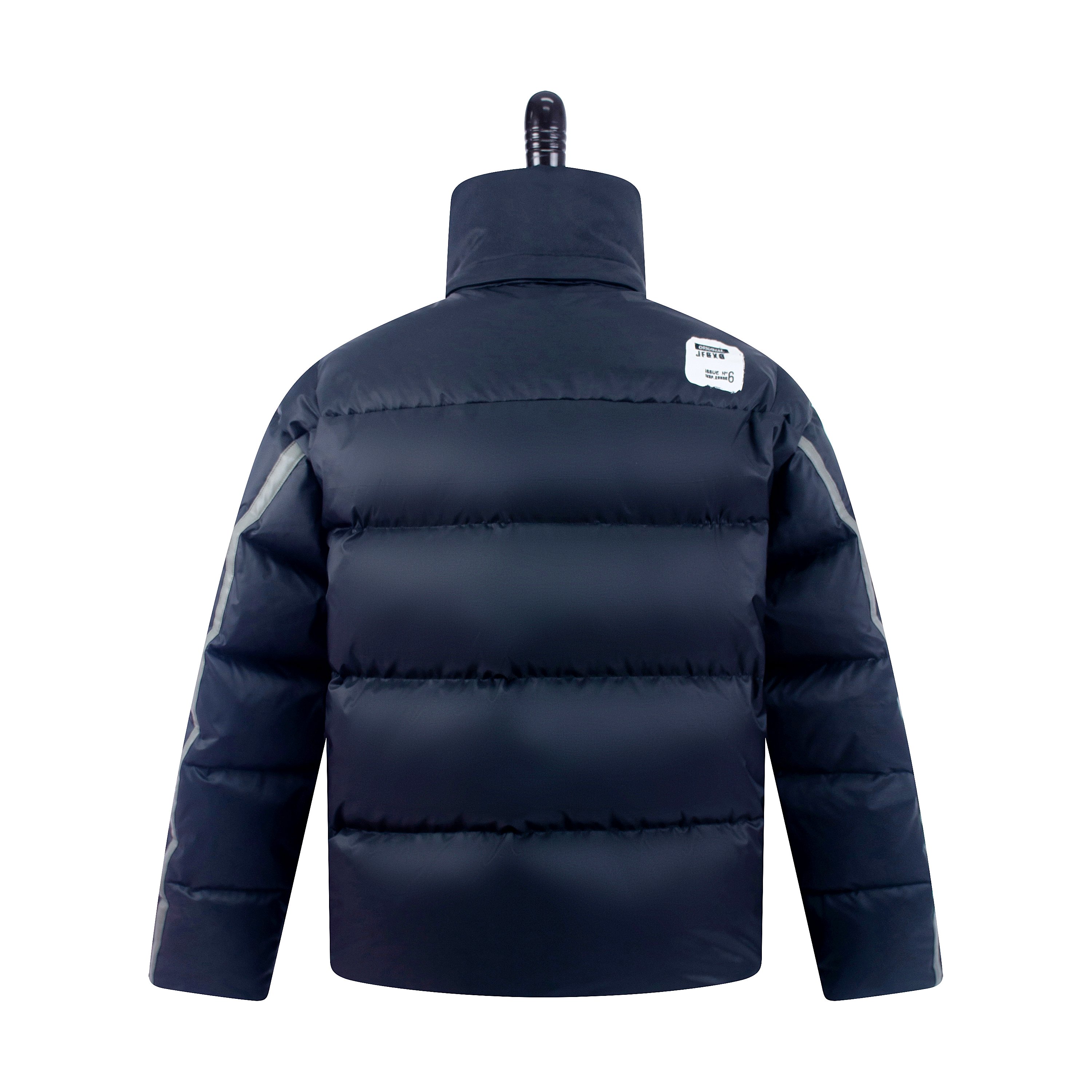 2024 Winter Men's Zipper Woven Jacket New Black Windproof Standing Collar High Quality Soft Fabric Outdoor Puffer Jacket Pocket