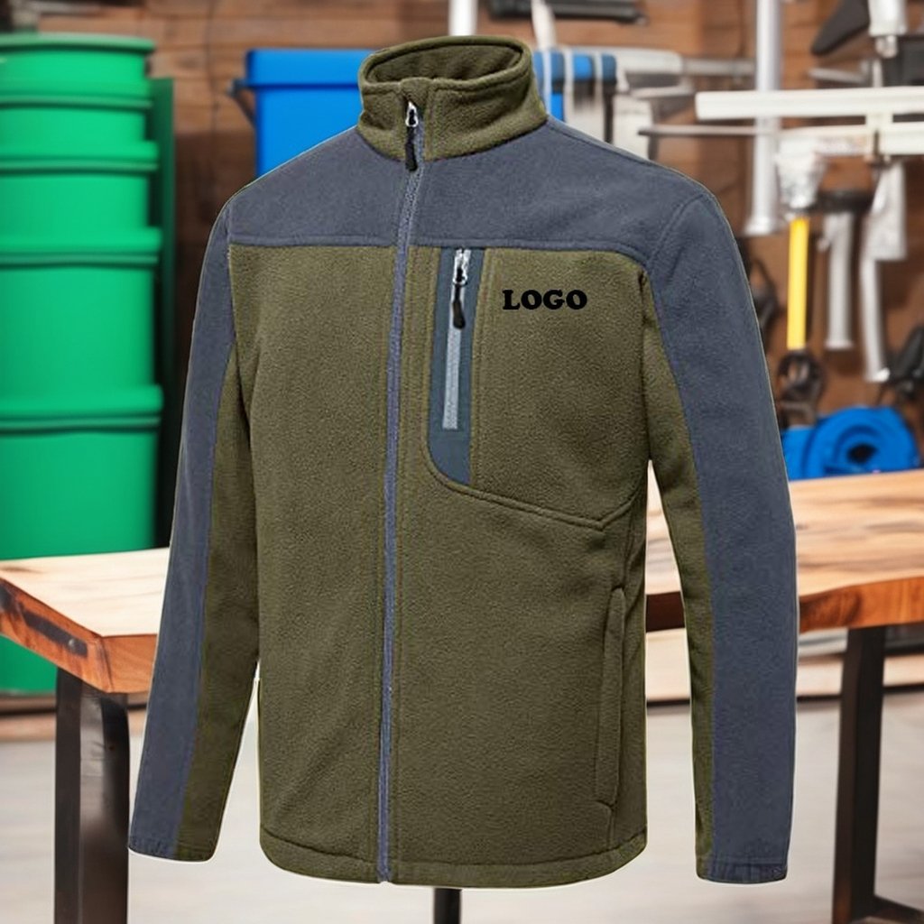 Wholesale Slim Fit Men's Casual Fleece Jacket Custom Printed Logo Spring Winter Short Sports Polar Fleece with Zipper Closure