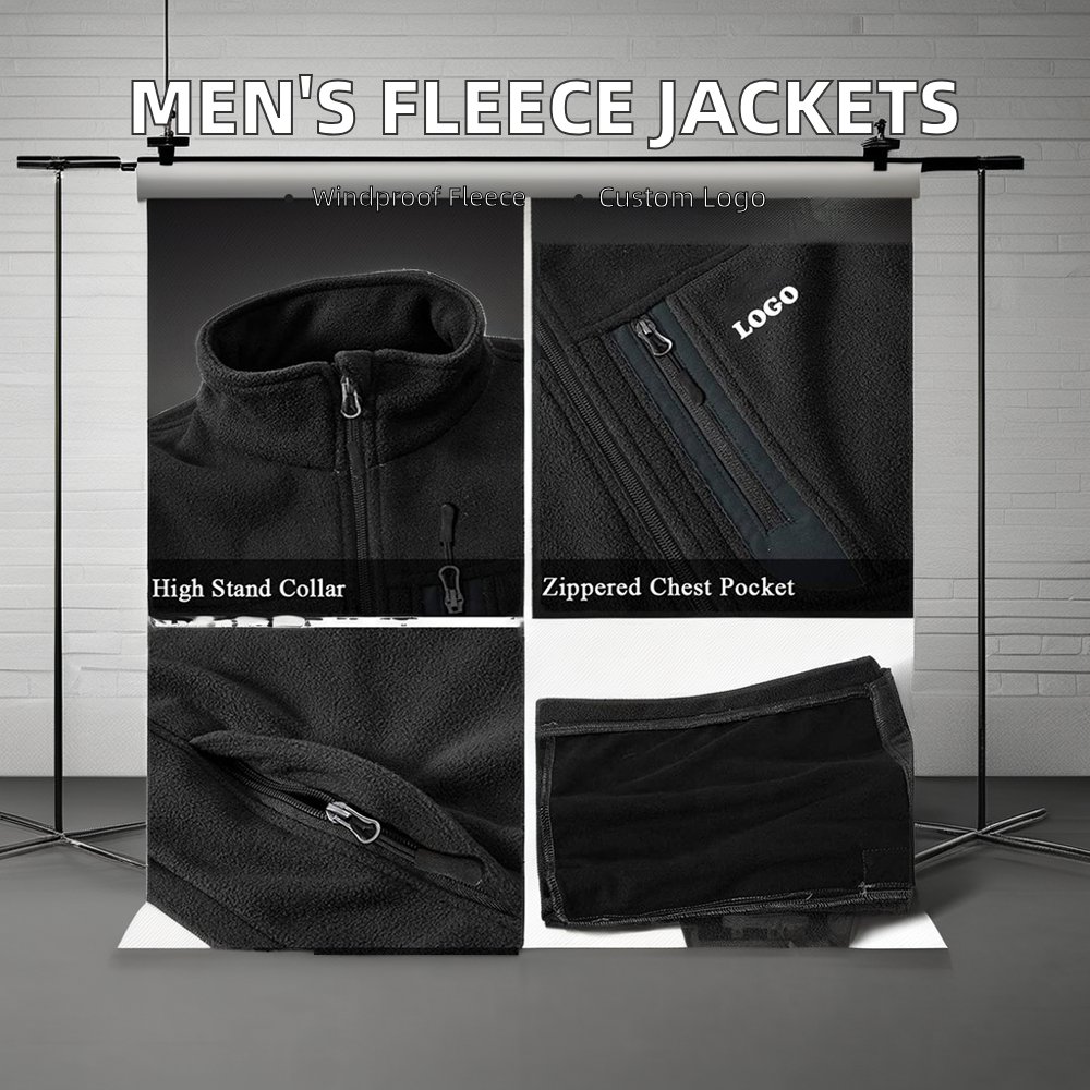 Wholesale Slim Fit Men's Casual Fleece Jacket Custom Printed Logo Spring Winter Short Sports Polar Fleece with Zipper Closure