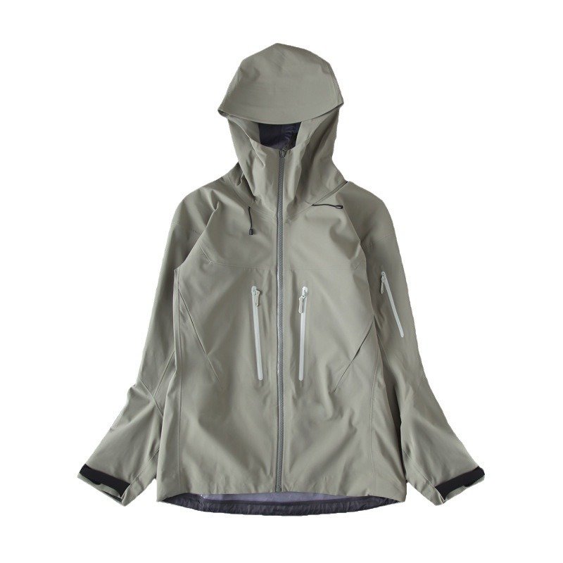 Men's 3-Layer Hard Shell Ski Jacket Mountain Windproof Waterproof Breathable Fabric Anti-UV Zipper Closure Outdoor Sportswear