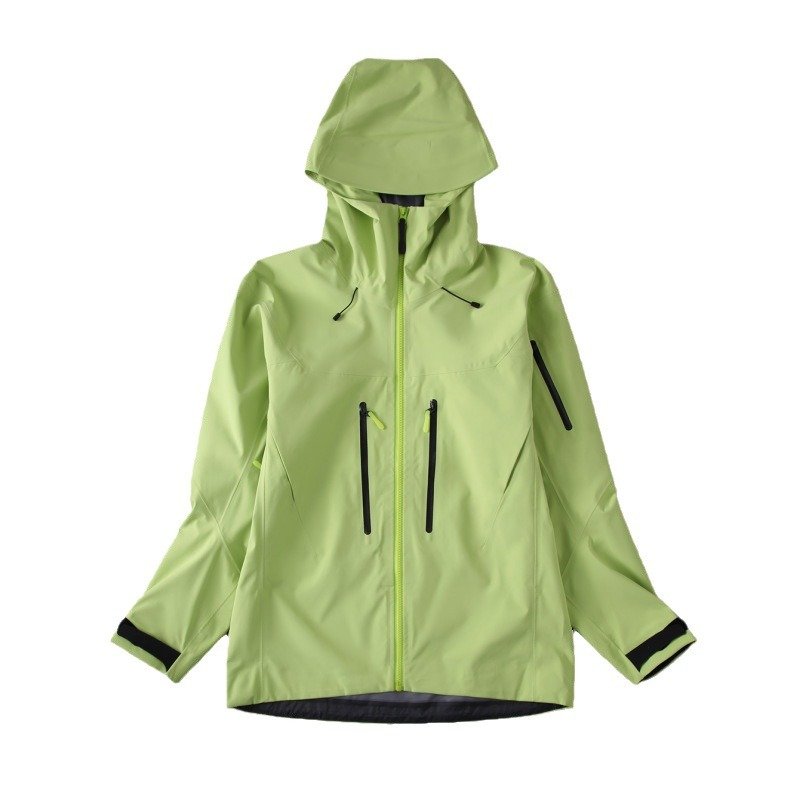 Men's 3-Layer Hard Shell Ski Jacket Mountain Windproof Waterproof Breathable Fabric Anti-UV Zipper Closure Outdoor Sportswear