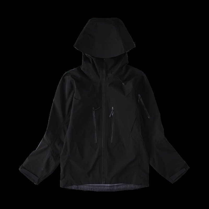 Men's 3-Layer Hard Shell Ski Jacket Mountain Windproof Waterproof Breathable Fabric Anti-UV Zipper Closure Outdoor Sportswear