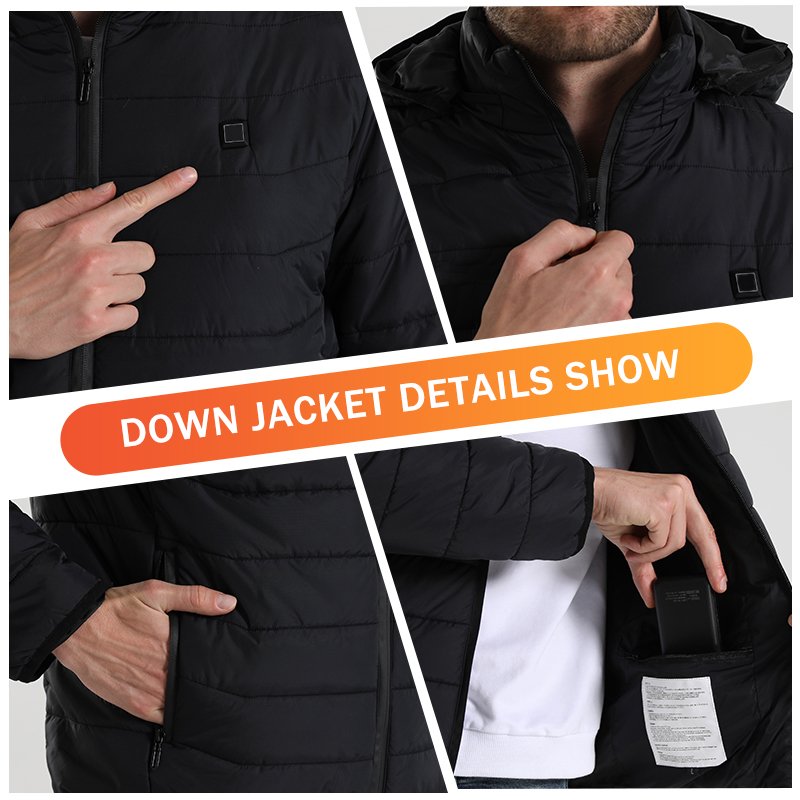 Custom Winter Heated Down Jacket Veste Chauffante Battery USB Electric Women Heated Jacket Men
