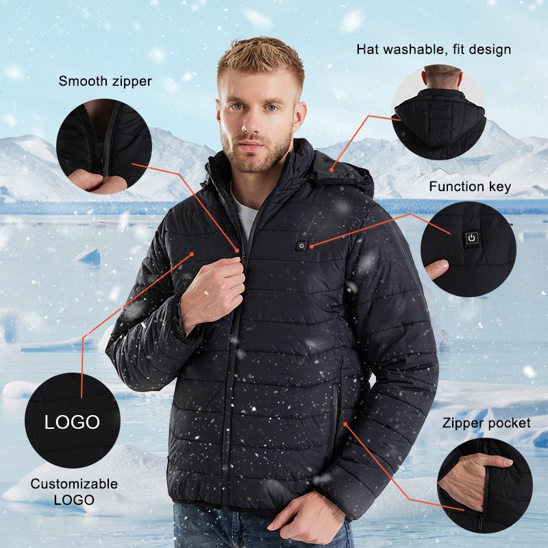 Custom Winter Heated Down Jacket Veste Chauffante Battery USB Electric Women Heated Jacket Men