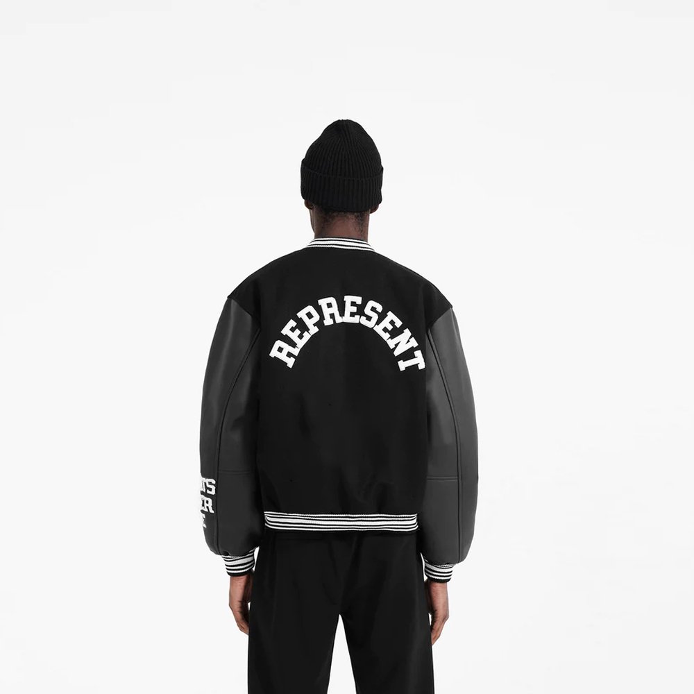 OEM Customized LOGO Letterman Varsity Jackets Wool Body Genuine Leather Sleeves Winter Wear Smart and Stylish Men's Jacket