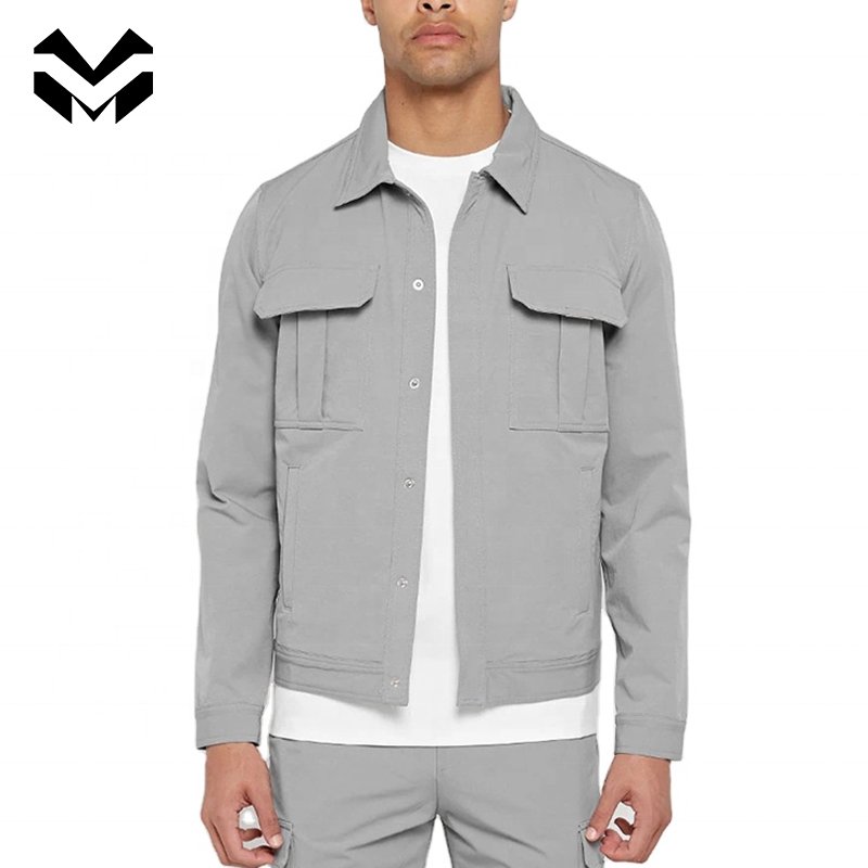 Custom Men's Outdoor Anti UV Quick Dry Covered Button Knitted Casual Gym Running Windbreaker Track Jacket
