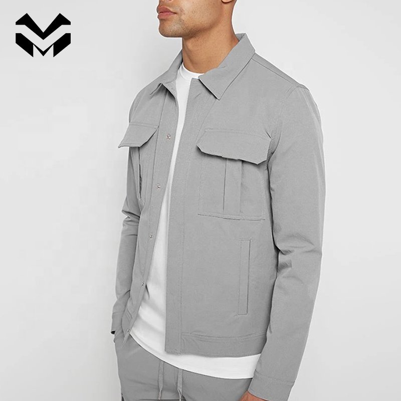 Custom Men's Outdoor Anti UV Quick Dry Covered Button Knitted Casual Gym Running Windbreaker Track Jacket