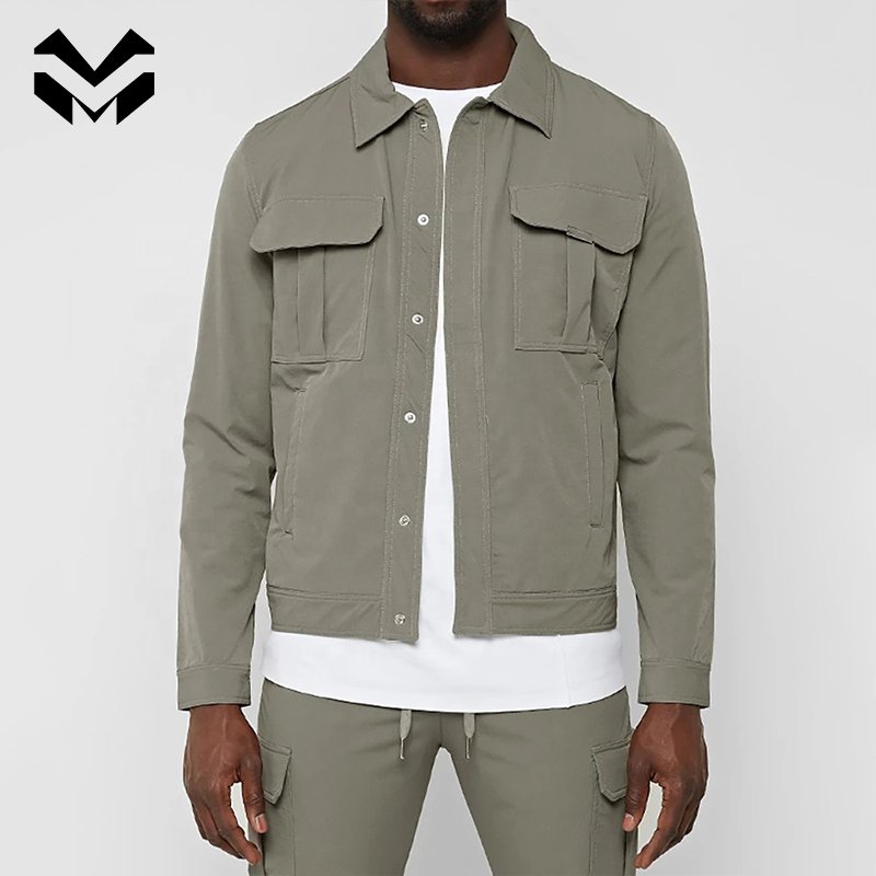 Custom Men's Outdoor Anti UV Quick Dry Covered Button Knitted Casual Gym Running Windbreaker Track Jacket