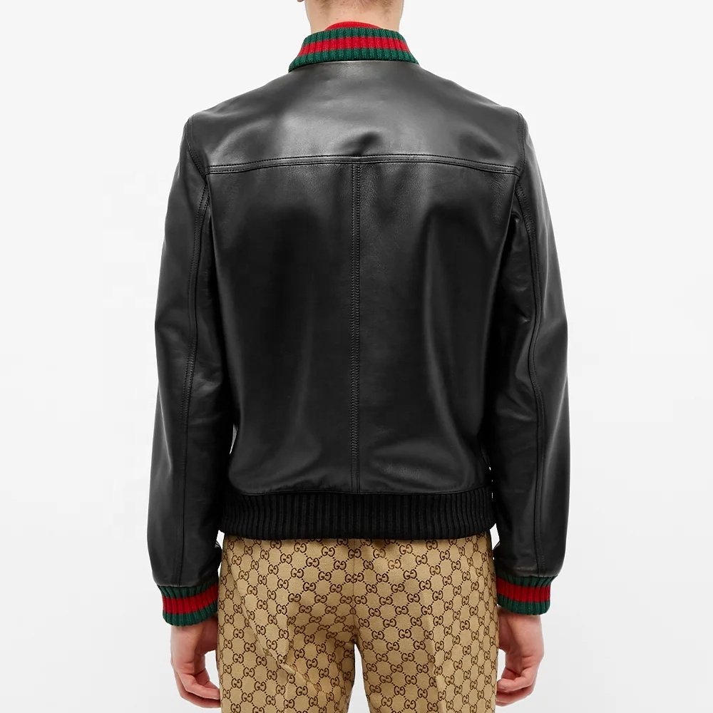 2024 Fashion Casual Leather Solid Zipper Jacket Autumn Windproof Fitness Cool Men's Jacket