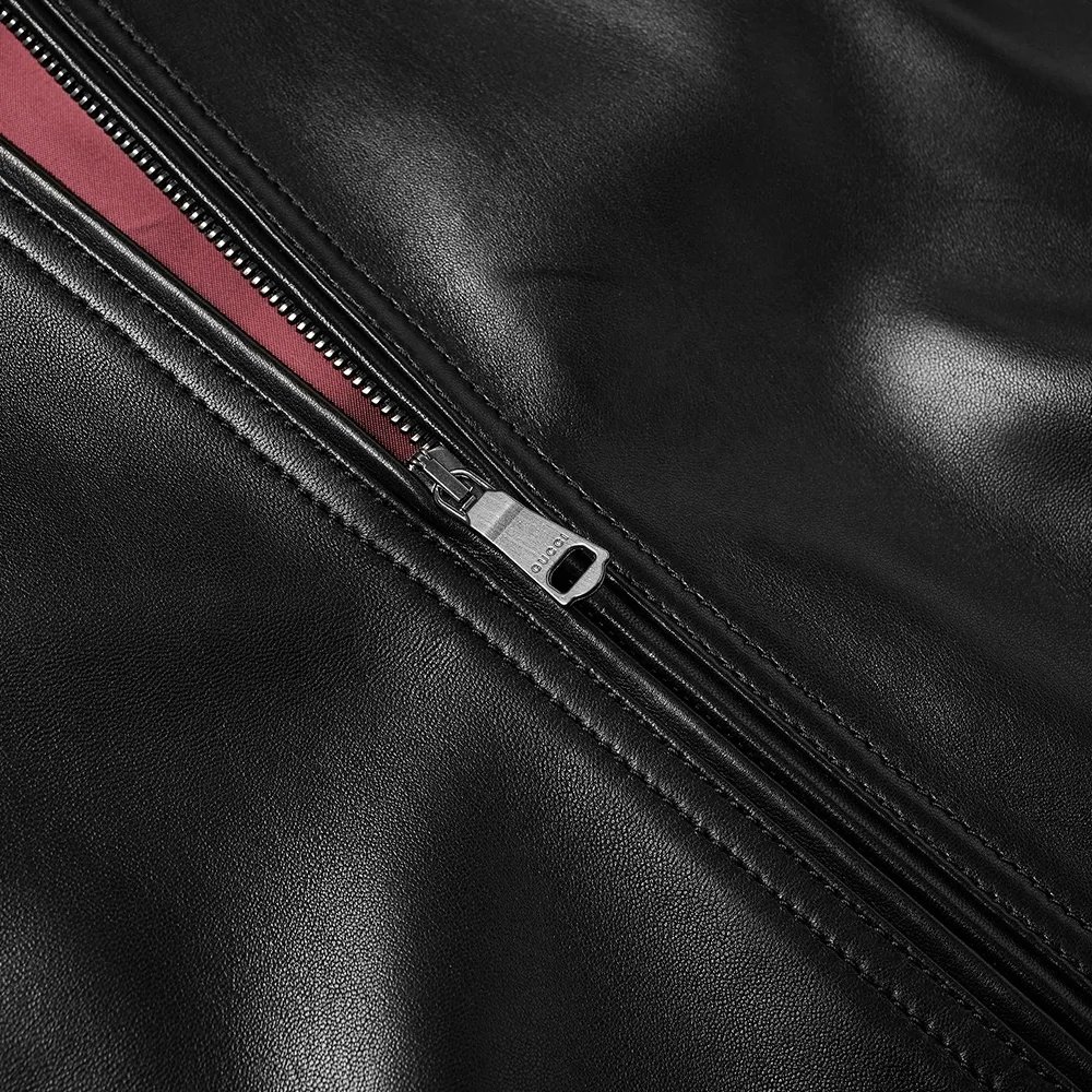 2024 Fashion Casual Leather Solid Zipper Jacket Autumn Windproof Fitness Cool Men's Jacket