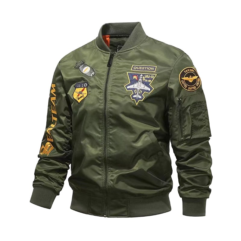OEM Outdoor Bomber Jacket Waterproof Nylon Windproof Sportswear Breathable Warm Embroidered Jacket Coat