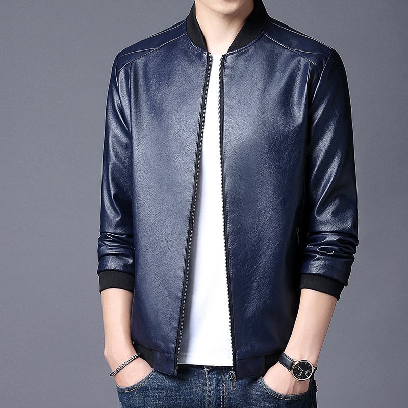 men's coats standing collar men's leather jacket waterproof and windproof coat youth biker jacket