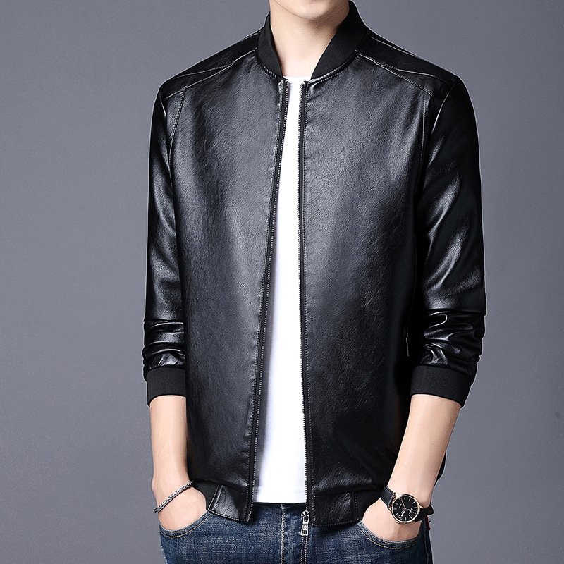 men's coats standing collar men's leather jacket waterproof and windproof coat youth biker jacket