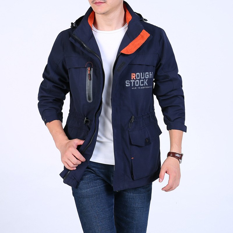 Spring autumn man jacket long casual outdoor hooded oversize coat men's jacket