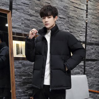 Hot sale casual fashion collarless warm thicken solid color large size men's down jacket with zipper for winter clothes
