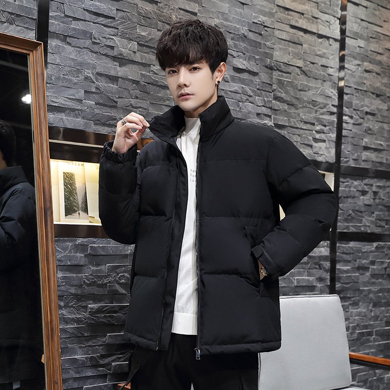 Hot sale casual fashion collarless warm thicken solid color large size men's down jacket with zipper for winter clothes