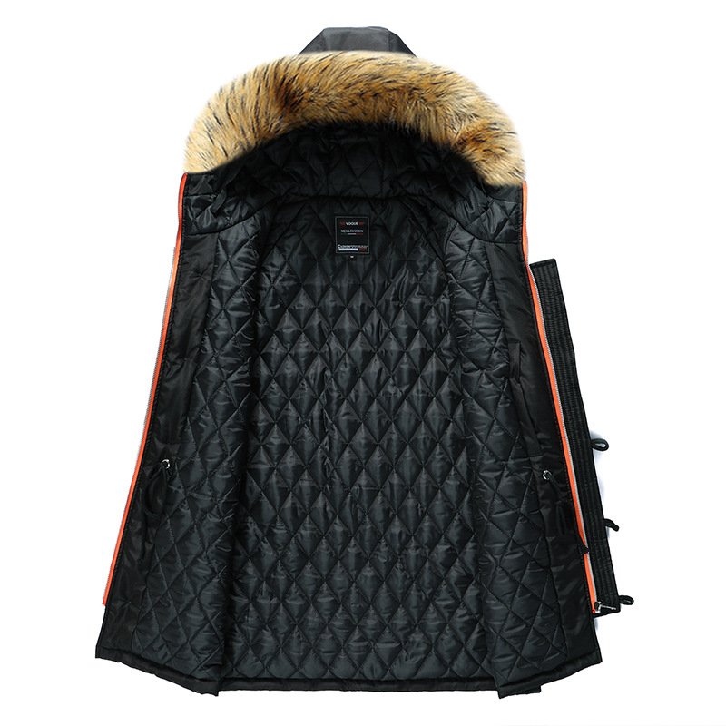 Custom Clothing Manufacturers Winter Men's Puffer Jackets Faux Fur Detachable Hood Puffer Parka Jacket Cotton Men Fashion Coat