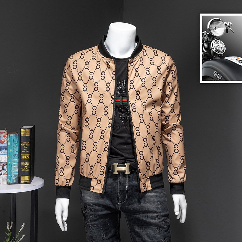 Men's Windproof Jacket Versatile For Business Leisure Fashion Classic Hooded Print High-Quality Outdoor Sports New Casual Jacket