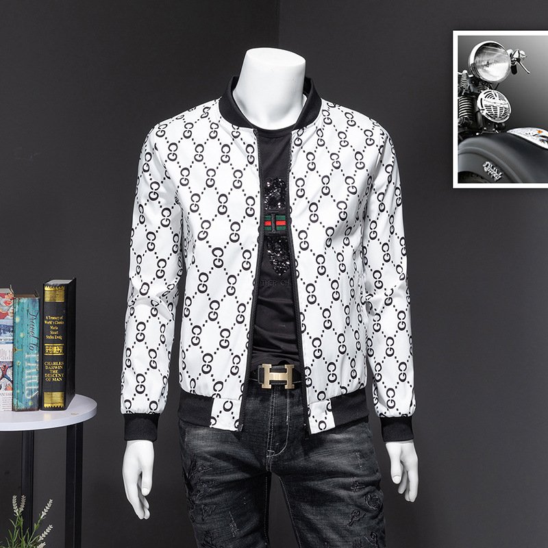 Men's Windproof Jacket Versatile For Business Leisure Fashion Classic Hooded Print High-Quality Outdoor Sports New Casual Jacket