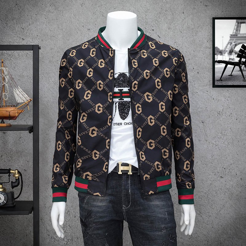 Men's Windproof Jacket Versatile For Business Leisure Fashion Classic Hooded Print High-Quality Outdoor Sports New Casual Jacket