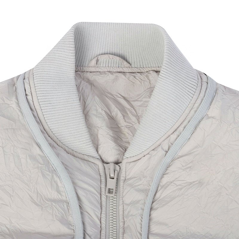 Custom Logo Cargo New Men's Wrinkle Creamy White Jackets Men Casual Fashion Winter Puffer Jacket Mens Short Bomber Jacket Coats