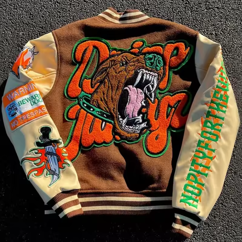 Custom Manufacturer High Quality Embroidery Leather Jacket Sleeves Letterman Varsity Jackets For Men Varsity Jackets For Men