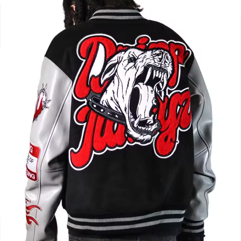 Custom Manufacturer High Quality Embroidery Leather Jacket Sleeves Letterman Varsity Jackets For Men Varsity Jackets For Men