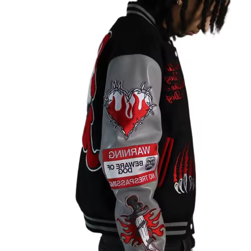 Custom Manufacturer High Quality Embroidery Leather Jacket Sleeves Letterman Varsity Jackets For Men Varsity Jackets For Men
