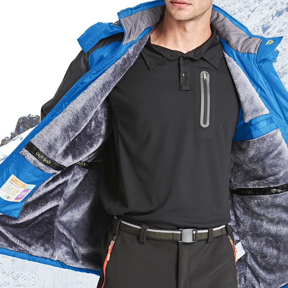 Men's Waterproof Winter Ski Jacket Outdoor Hiking Snowboarding Climbing Camping Warm Fleece Heating Windbreaker Outfit Plus Size