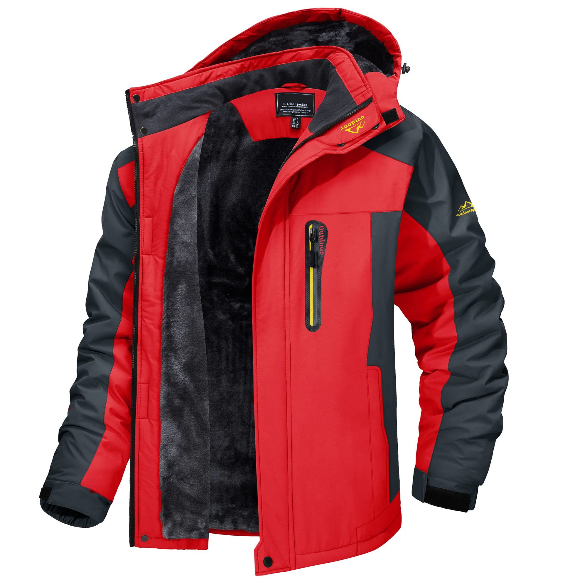 Men's Waterproof Winter Ski Jacket Outdoor Hiking Snowboarding Climbing Camping Warm Fleece Heating Windbreaker Outfit Plus Size