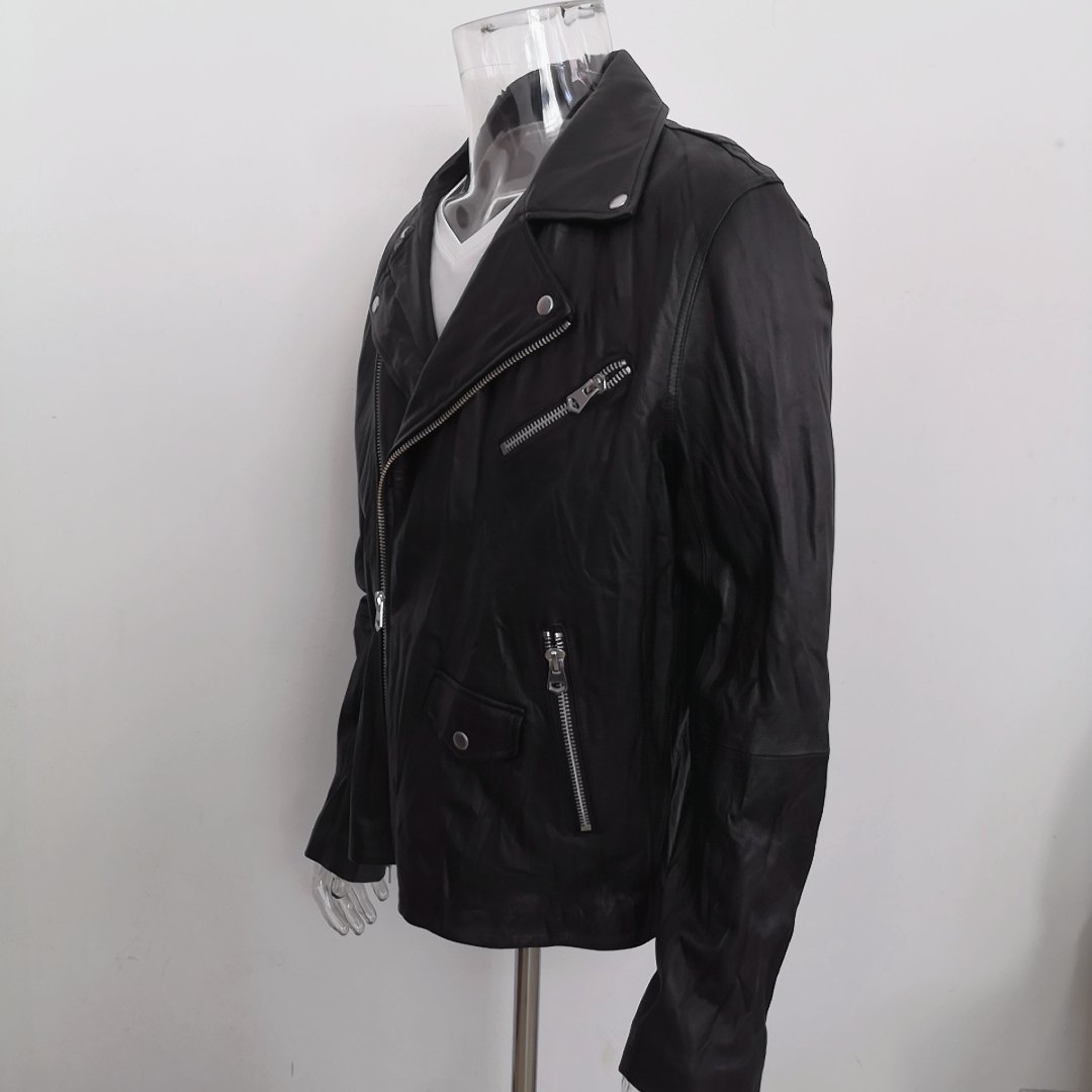 Men's sheepskin garment bomber jacket men motorcycle jacket for men