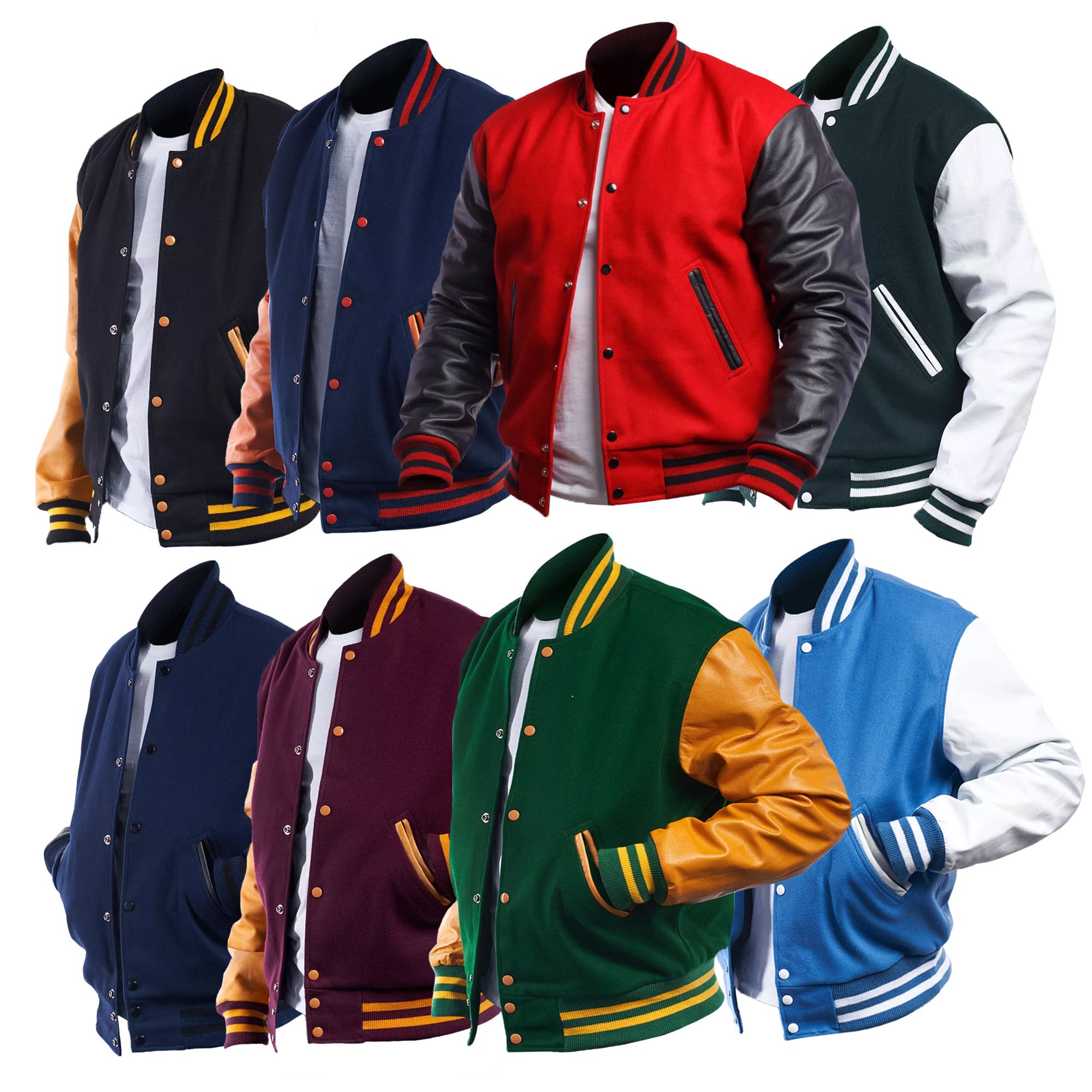 OEM Custom Blank Colorful Long Sleeve Patch Chenille Embroidery Streetwear Letterman Varsity Jacket For Men