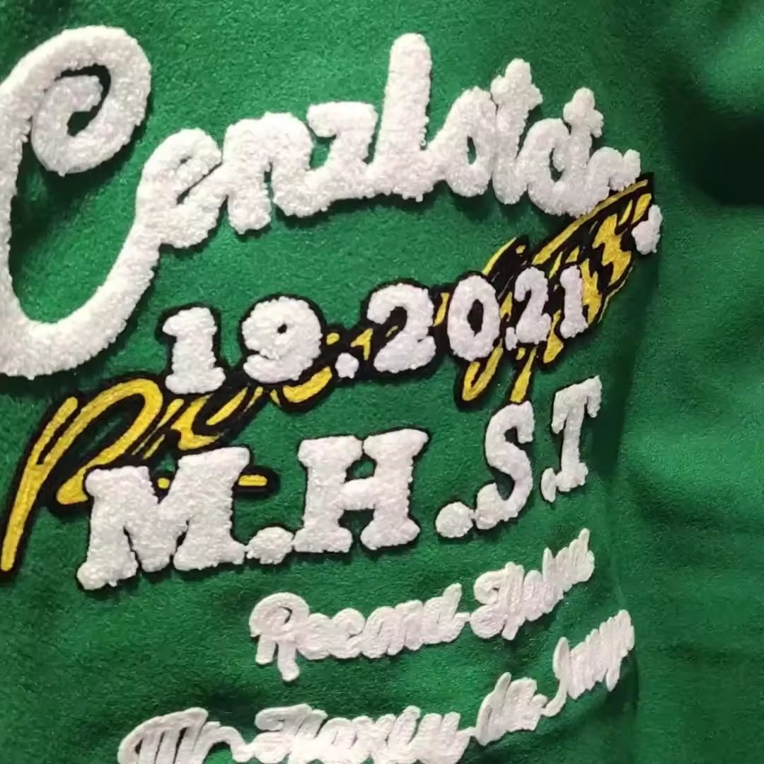 OEM Custom Chenille Embroidery Streetwear Genuine Leather Sleeves Baseball Bomber Men's Letterman Varsity Jacket