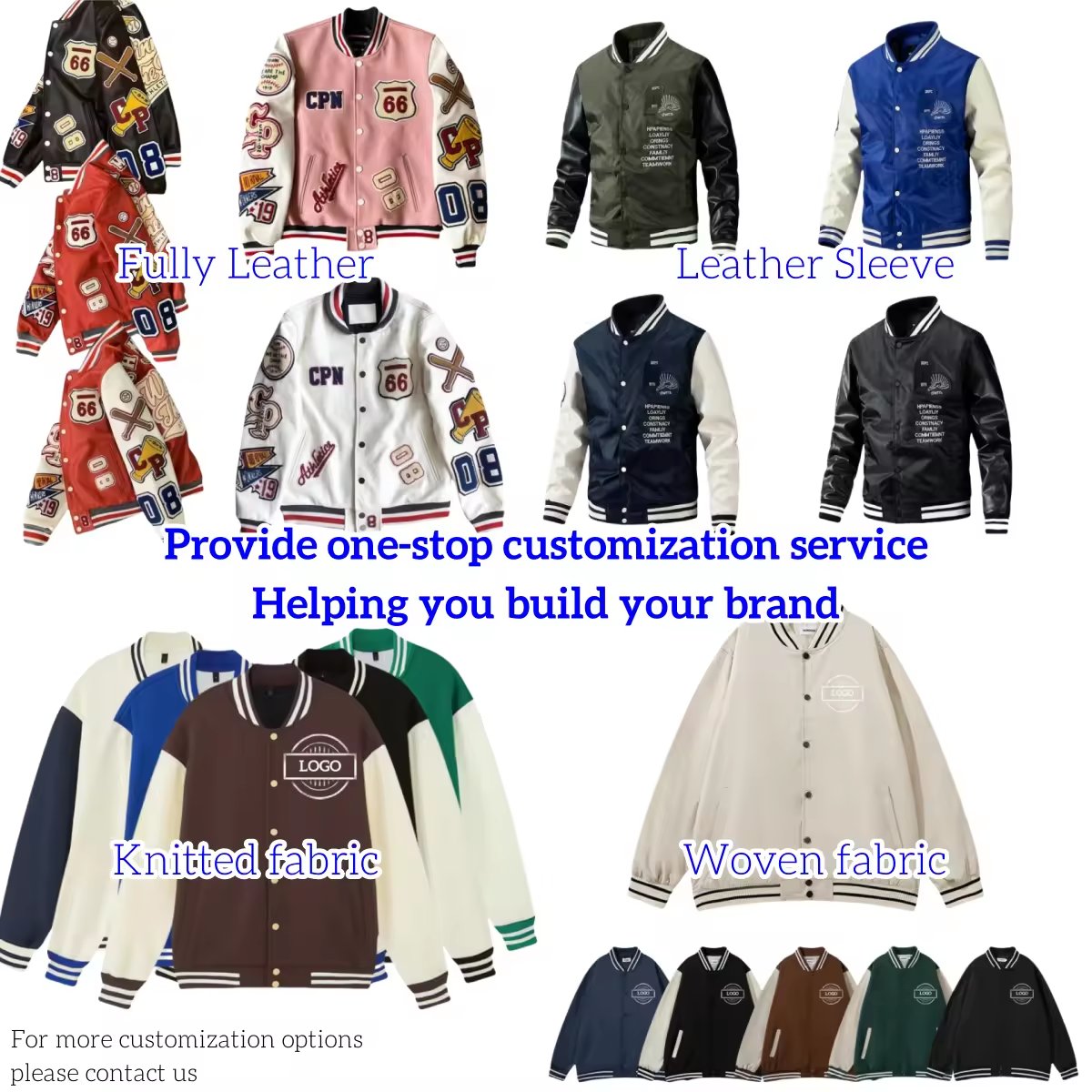 OEM Custom Chenille Embroidery Streetwear Genuine Leather Sleeves Baseball Bomber Men's Letterman Varsity Jacket