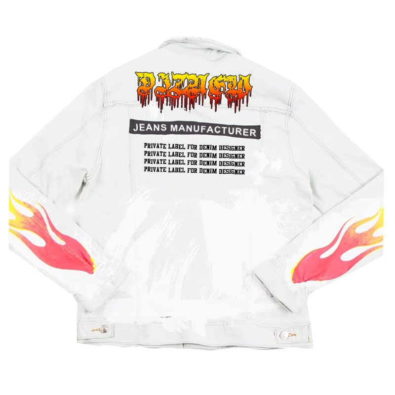 DiZNEW graffiti print Denim jacket 100% Cotton Plus Size Men's Jacket