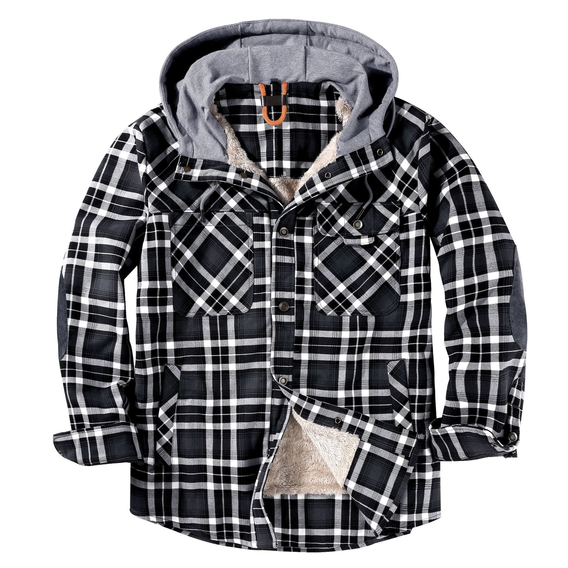 Vintage Men's Big Size Duffle Sherpa Flannel Jackets Plaid Heavyweight Winter OutdoorJackets Jackets For Men 2021
