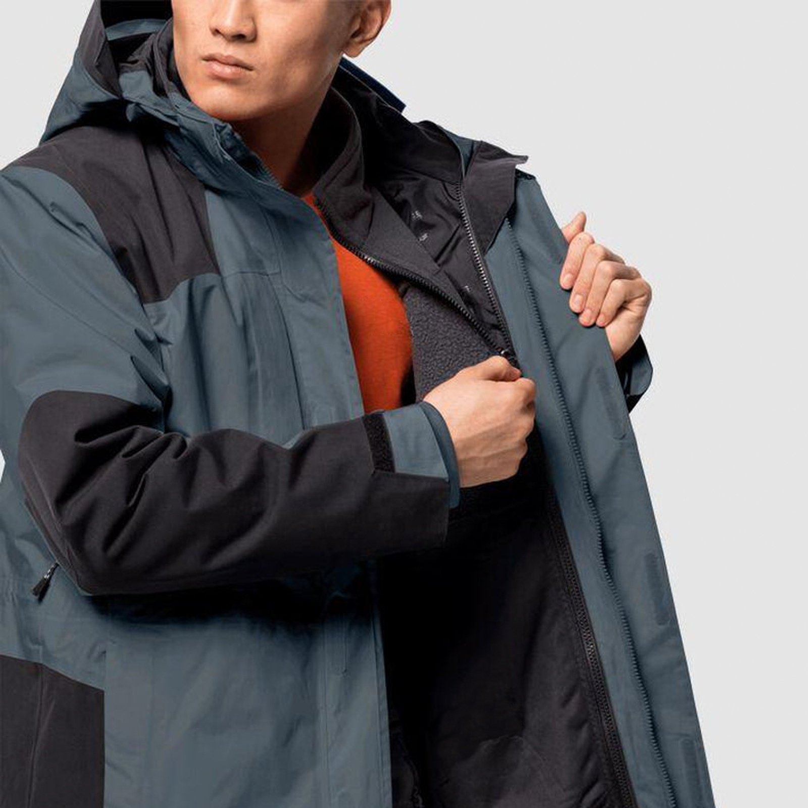 Men's Jacket Coat Custom LOGO Hoodie Parka 3 in 1 Winter Warm Fleece Jacket Patchwork Windbreaker Waterproof Jacket for Men