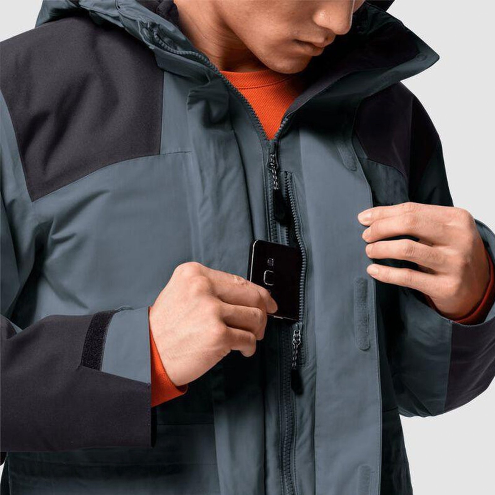 Men's Jacket Coat Custom LOGO Hoodie Parka 3 in 1 Winter Warm Fleece Jacket Patchwork Windbreaker Waterproof Jacket for Men