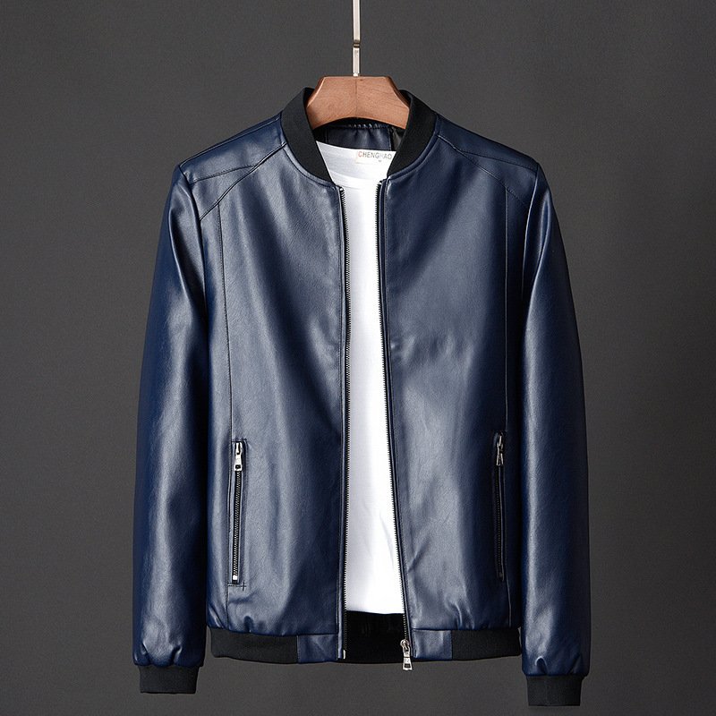 ANSZKTN Men Spring Autumn Winter Plus Size Men's Jackets Solid Color Zipper Faux Leather Casual oversize PU Jacket