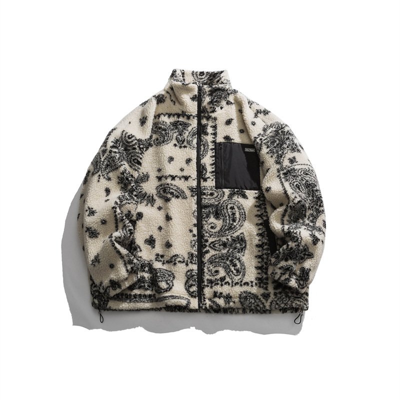 OEM Custom Design Graphic Customization OEM Men's Winter Camouflage Sherpa Fleece Jacquard Jackets
